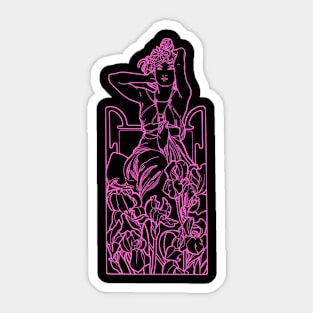 Alphonse Mucha Amethyste Pink Neon Sticker